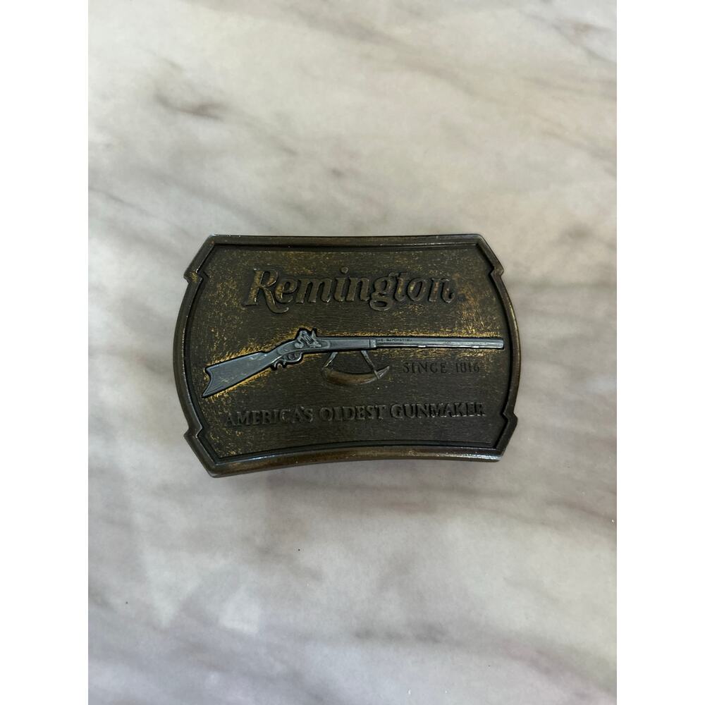 Vintage Remington 1976 Flintlock Rifle 2x3" Metal Belt Buckle